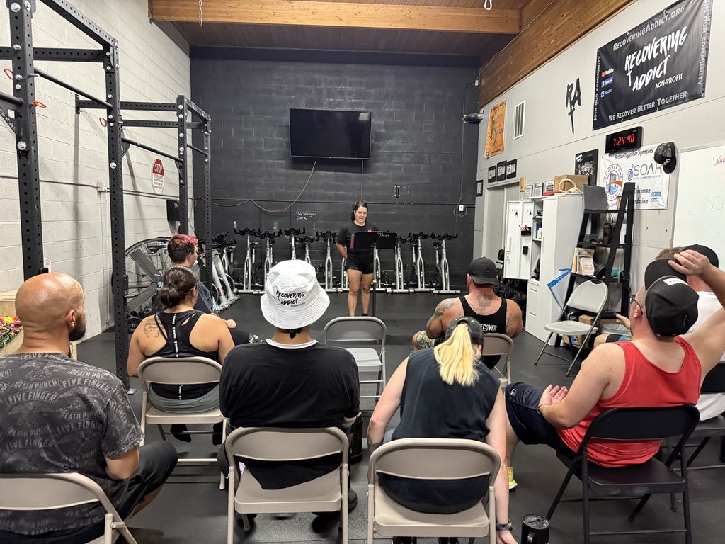 Teaching time at a Recovering Addict meeting in the Ogden gym